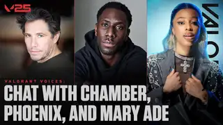  thumbnail: VALORANT Voices: Chat with Phoenix, Mary Ade, and Chamber // Champions 2025 Live Panel