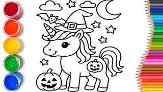  thumbnail: Cómo dibujar un unicornio de Halloween fácil | Dibujo fácil paso a paso