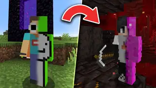  thumbnail: Minecraft, But Every Minute The Speedrunner Switches...